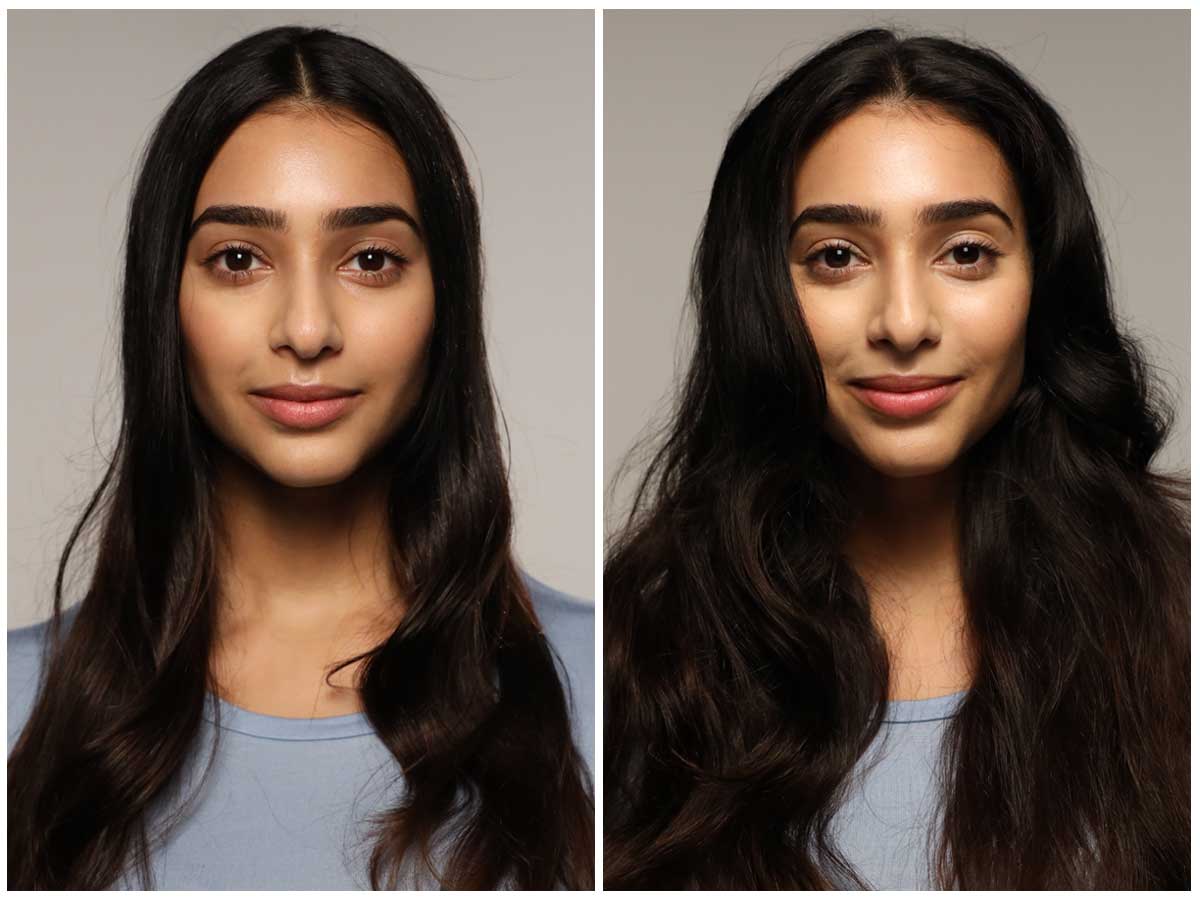 before and after dry shampoo